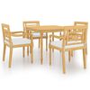 vidaXL 5 Piece Patio Dining Set with Cushions Solid Teak Wood