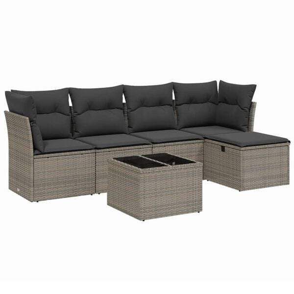 vidaXL Garden Sofa Set Grey PE rattan Large Modular Garden Sofa Set