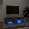 vidaXL TV Stand with LED Lights Smoked Oak 39.4"x11.8"x11.8"