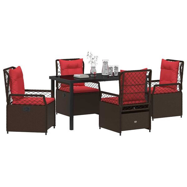 vidaXL Garden Dining Set 5 pcs Brown poly rattan