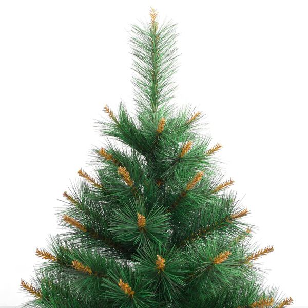 vidaXL Artificial Hinged Christmas Tree Green and Yellow PVC, Metal 59 in
