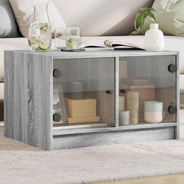 vidaXL Coffee Table Gray Sonoma Engineered wood, glass Medium