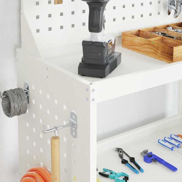 vidaXL Tool Trolley White 25.59 x 13.78 x 43.70 in Cold-rolled Steel