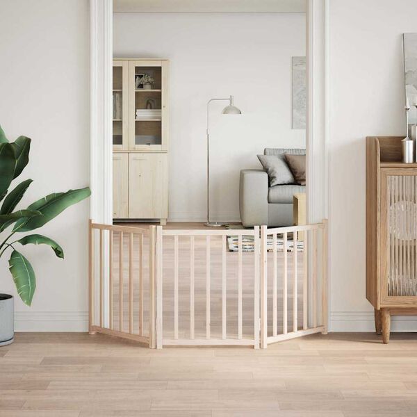 vidaXL Dog Gate Foldable 3 Panels 59.1 " Solid Wood Fir