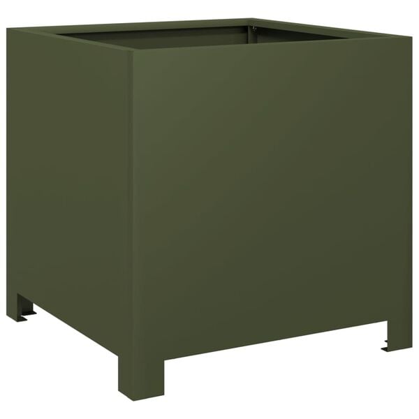 vidaXL Garden Planter Olive Green Steel Medium Tough Garden Planter