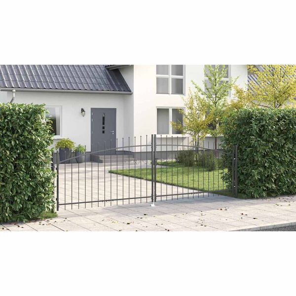 vidaXL Garden Gate with Lock Gray 59.1" x 157.5" Steel