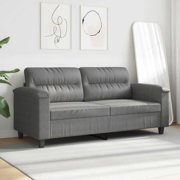 vidaXL 2-seater Sofa Dark Grey Microfiber fabric, Metal frame, Plywood