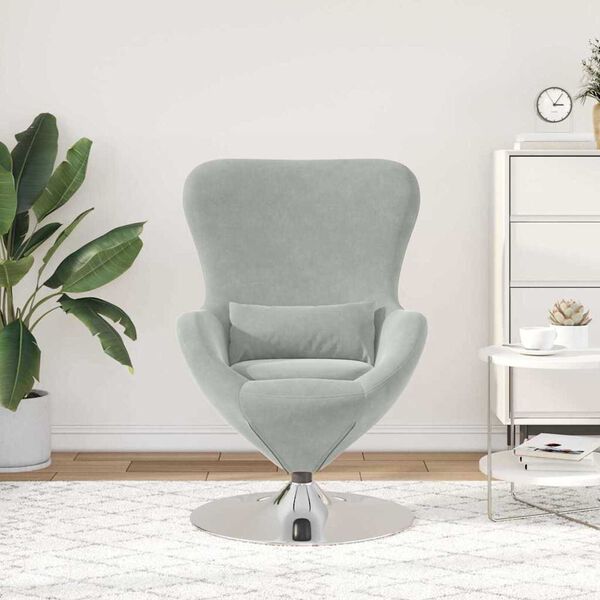 vidaXL Egg Chair Light gray 63 x 73 x 90 cm Velvet