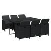 vidaXL Garden Dining Set Black PE rattan 7 Piece Set Foldable