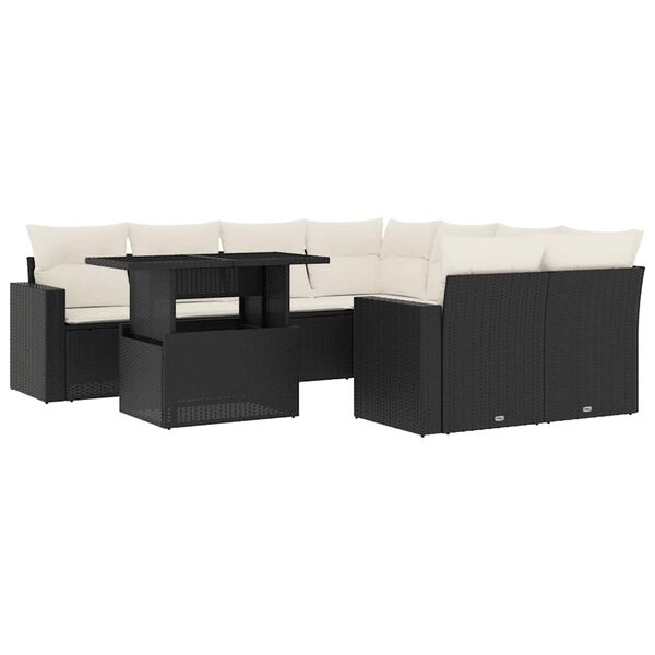 vidaXL Garden Sofa Set Black, Cream White