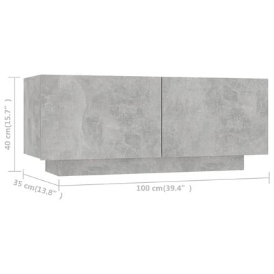 vidaXL TV Stand Concrete Gray 39.4"x13.8"x15.7" Engineered Wood