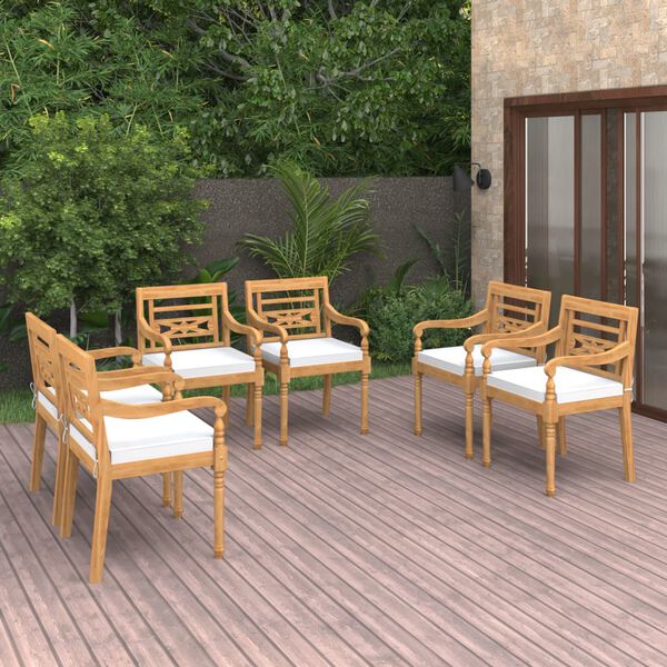 vidaXL Garden Chair Set of 6 Teak Solid Teak Wood Standard Durable