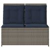 vidaXL Reclining Patio Bench Grey poly rattan, Navy blue cushions