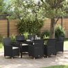 vidaXL Garden Dining Set 7 pcs Black Poly Rattan
