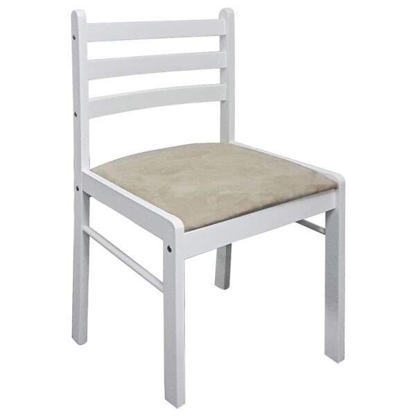 vidaXL Chair Set of 4 White Solid rubber wood, Polyester Standard