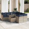 vidaXL 9 Piece Patio Sofa Set with Cushions Gray Poly Rattan Acacia