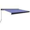 vidaXL Retractable Awning Blue and White Aluminium, Polyester Large