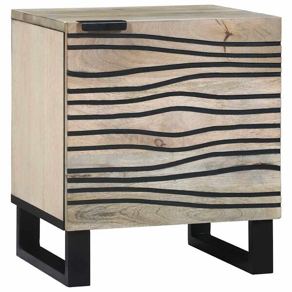 vidaXL Bedside Cabinet White and Black 15.75 x 12.99 x 18.11 in