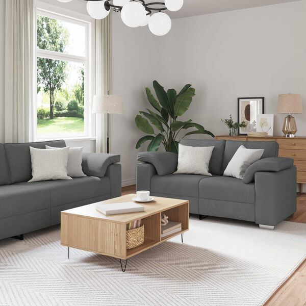 vidaXL Sofa Set 2 pcs Dark gray 219 x 77 x 82 cm fabric