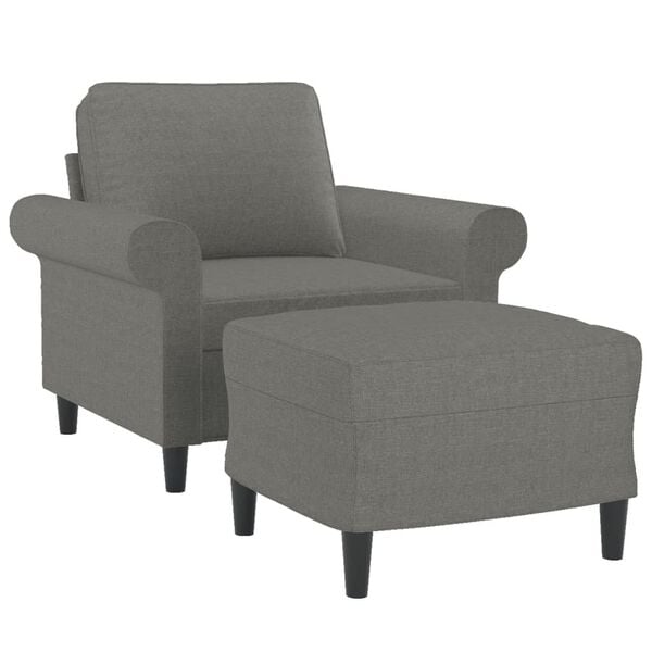 vidaXL Sofa Chair With Footstool Dark Grey