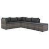 vidaXL Sofa Set Grey Poly Rattan, Powder-Coated Steel Large