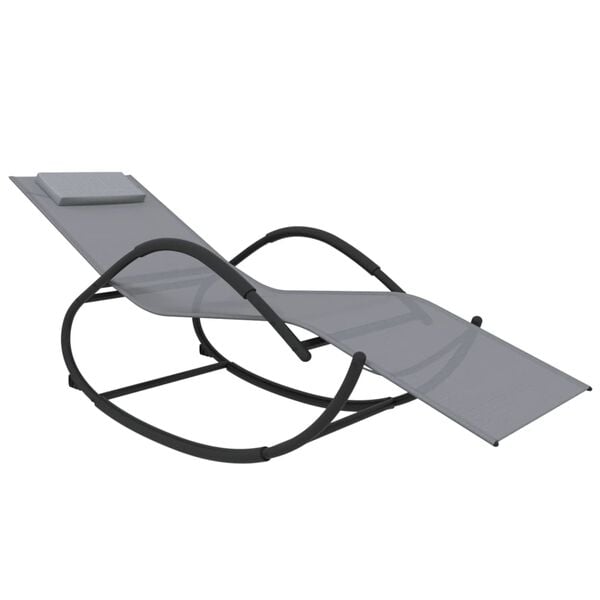vidaXL Sun Lounger Set of 2 Grey Powder-coated steel, Textilene, Foam