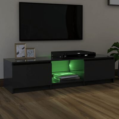 vidaXL TV Cabinet with LED Lights Gray 55.1"x15.7"x14"