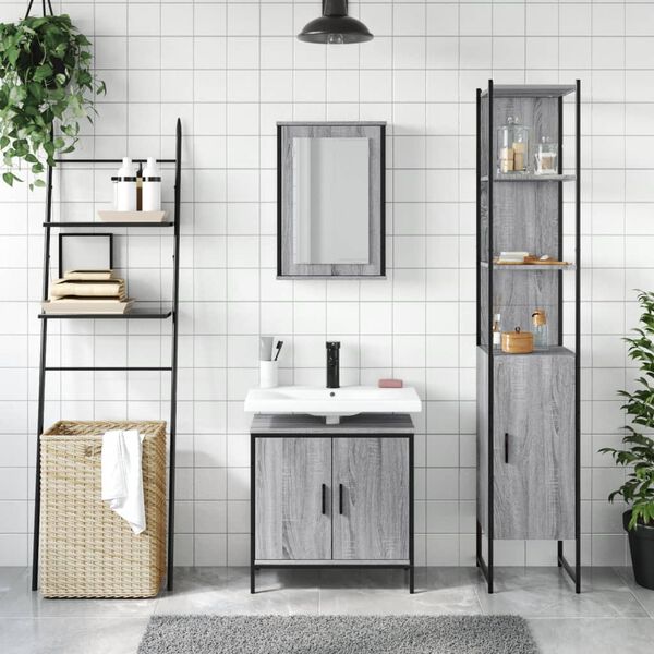 vidaXL Bathroom Furniture Set Grey sonoma