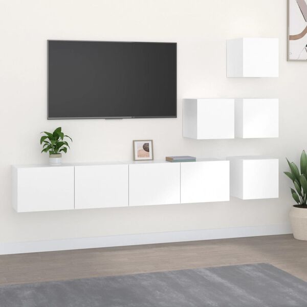 vidaXL Wall-mounted TV Stand White Engineered Wood