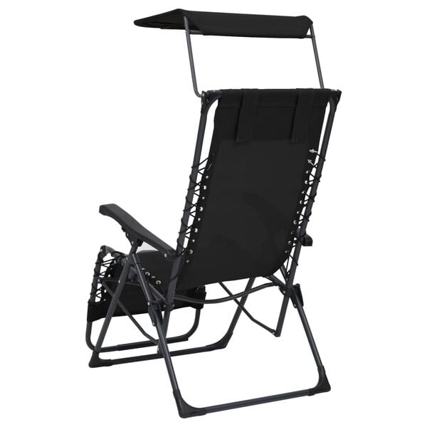vidaXL Folding Deck Chairs 2 pcs Textilene Black