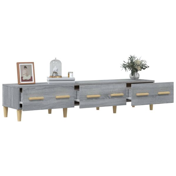 vidaXL TV Cabinet Grey Sonoma Engineered wood, solid eucalyptus wood