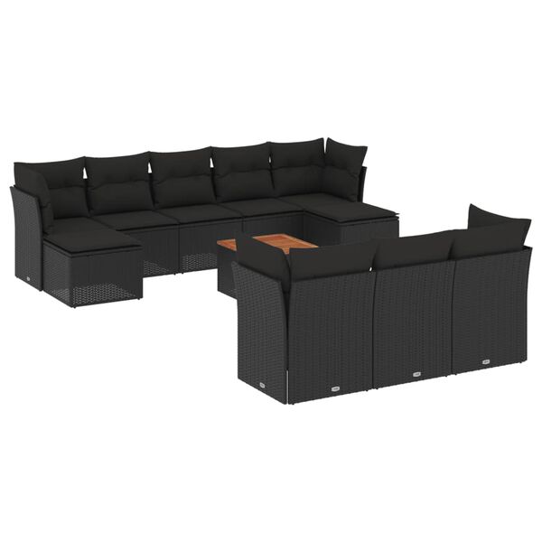 vidaXL Garden Sofa Set Black