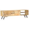vidaXL TV Cabinet Natural, Brass Solid Mango Wood, Steel 55.1x11.8x15.7 in