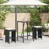 vidaXL Garden Bar Stool Set of 2 Black Poly Rattan, Powder-Coated Steel