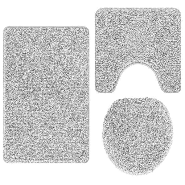 vidaXL Anti-slip Bath Mat Set 3 pcs Gray 19.7" x 19.7" PP