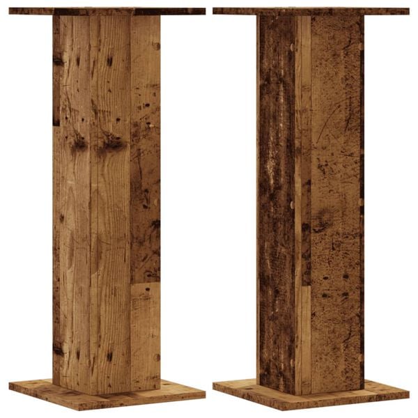 vidaXL Plant Stands 2 pcs Old Wood 11.8x11.8x31.5" Engineered Wood