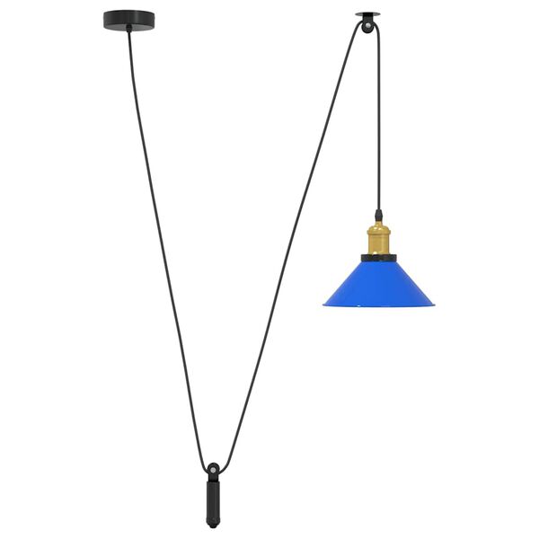 vidaXL Pendant Lamp Gloss dark blue Metal Medium Adjustable Armrests