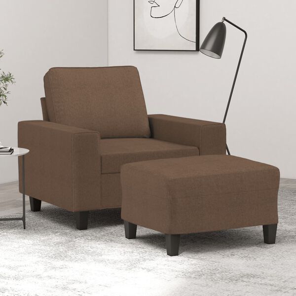 vidaXL Sofa Chair with Footstool Brown 23.6" Fabric