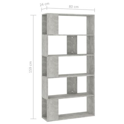 vidaXL Book Cabinet/Room Divider Concrete Gray 31.5"x9.4"x62.6" Engineered Wood