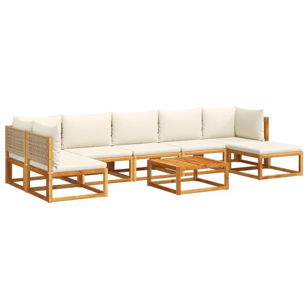 vidaXL Garden Sofa Set Solid Acacia wood with Beige Rattan Solid Acacia wood