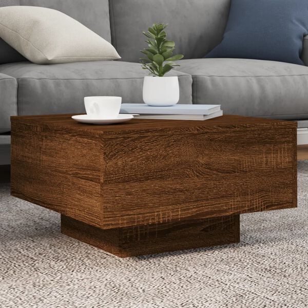 vidaXL Coffee Table Brown Oak Engineered Wood 21.7 in x 21.7 in x 12.2 in