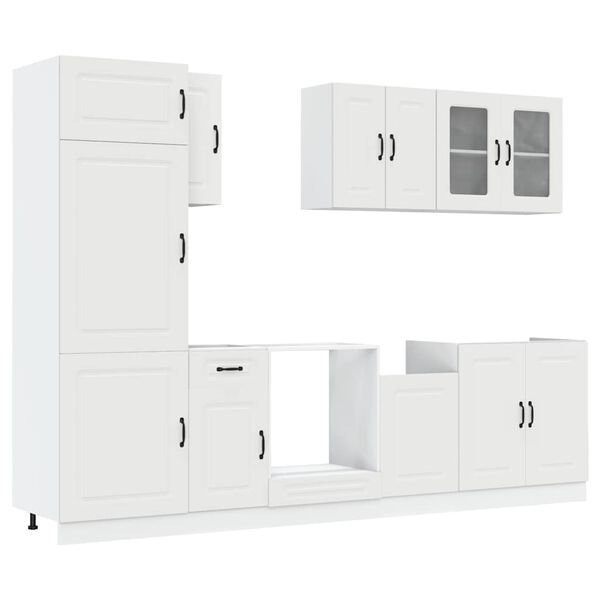 vidaXL Kitchen Cabinet Set White Engineered wood, glass Standard