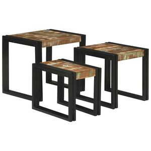 vidaXL Nesting Tables Brown and black Solid Reclaim wood