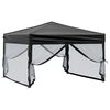 vidaXL Folding Party Tent with Sidewalls Black 9.8'x9.8'