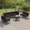 vidaXL Garden Lounge Set Black PE Rattan, Powder-Coated Steel, Polyester