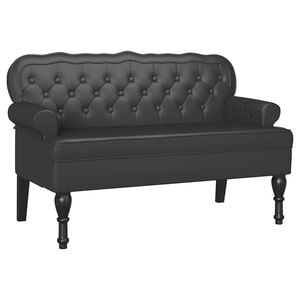 vidaXL Chesterfield Bench Black 119.5 x 64.5 x 75 cm Faux Leather