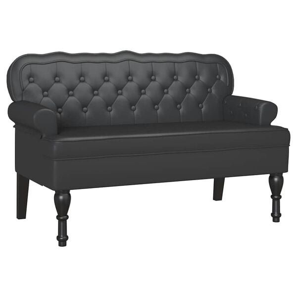 vidaXL Chesterfield Bench Black 119.5 x 64.5 x 75 cm Faux Leather