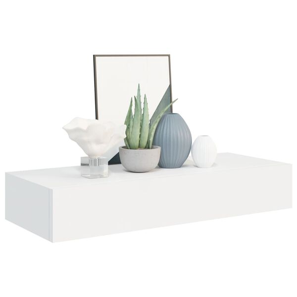 vidaXL Drawer Shelf White MDF, metal Compact Wall-Mounted Shelf