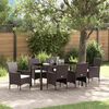 vidaXL Garden Dining Set with Cushion 7 pcs Brown Poly Rattan