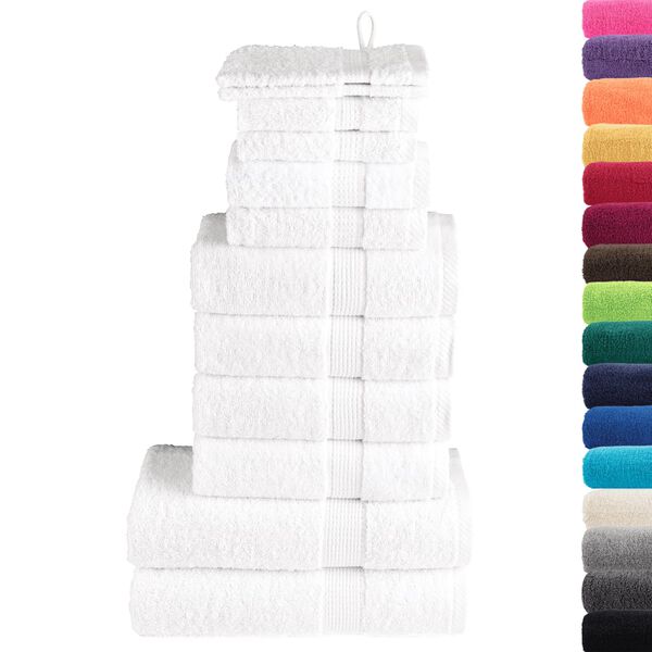 vidaXL Towel Set White 100% Cotton 600 gsm Bath Towel Set Rectangular